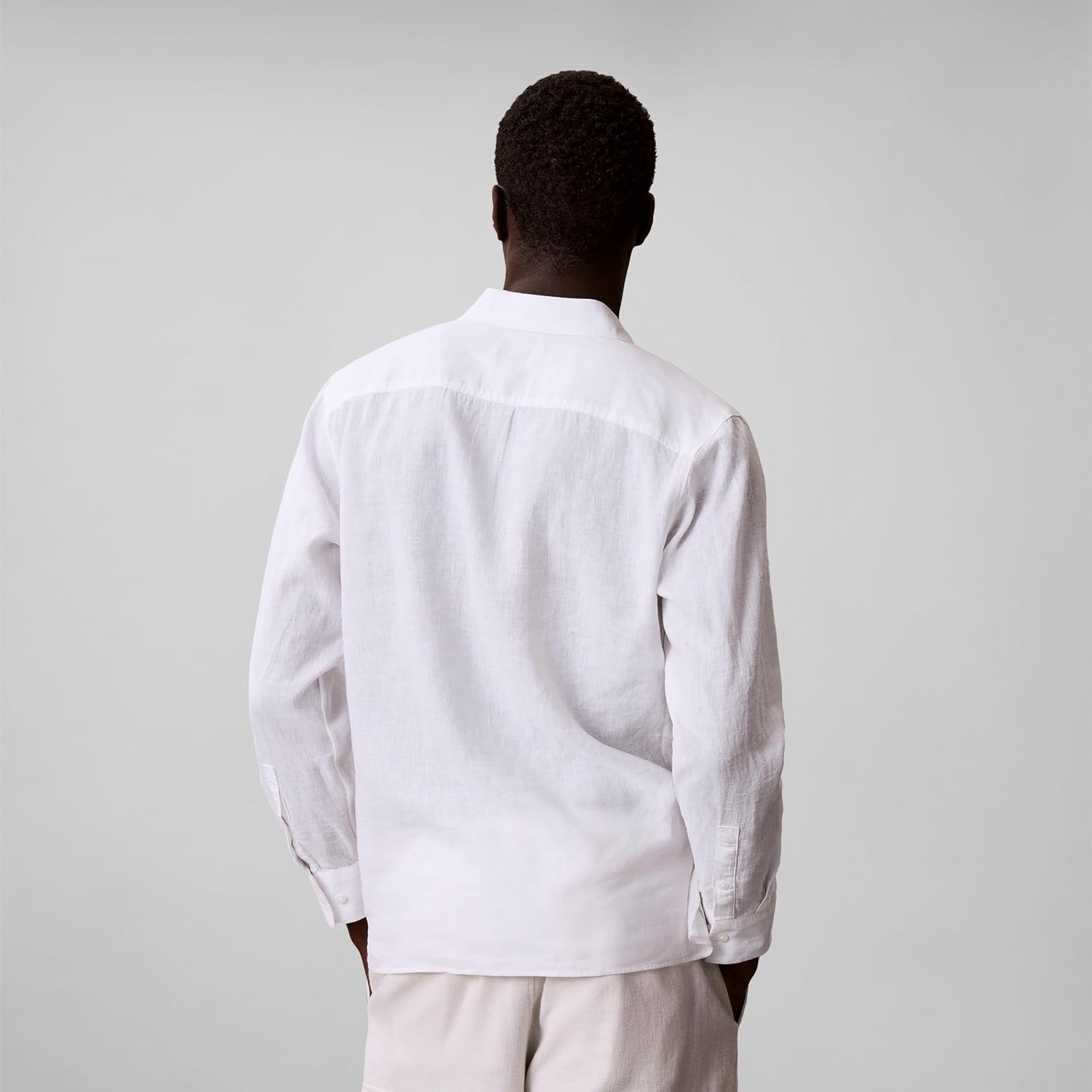 image:imageCalvin Klein Mens Long Sleeve Linen Classic ShirtBrilliant White