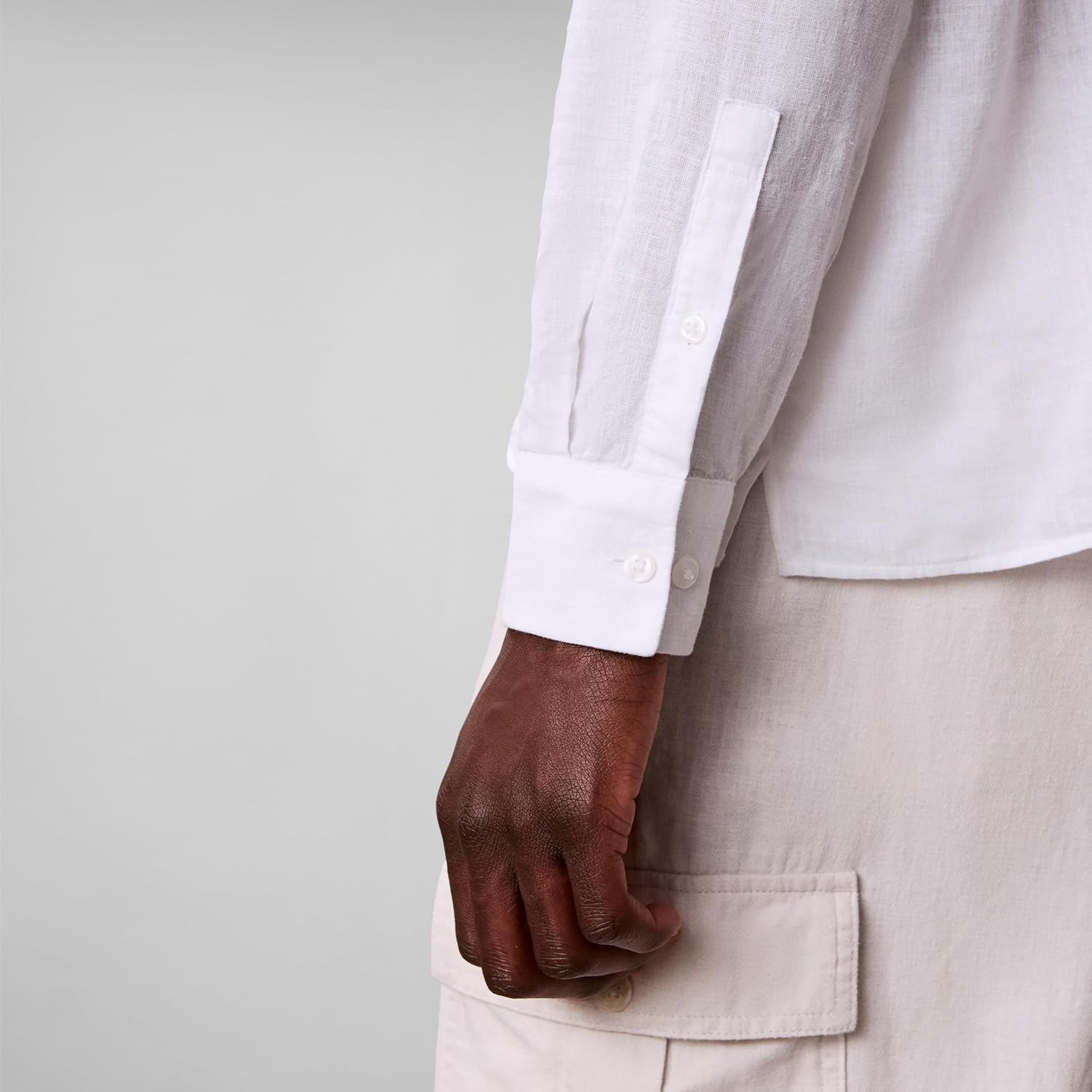 image:imageCalvin Klein Mens Long Sleeve Linen Classic ShirtBrilliant White