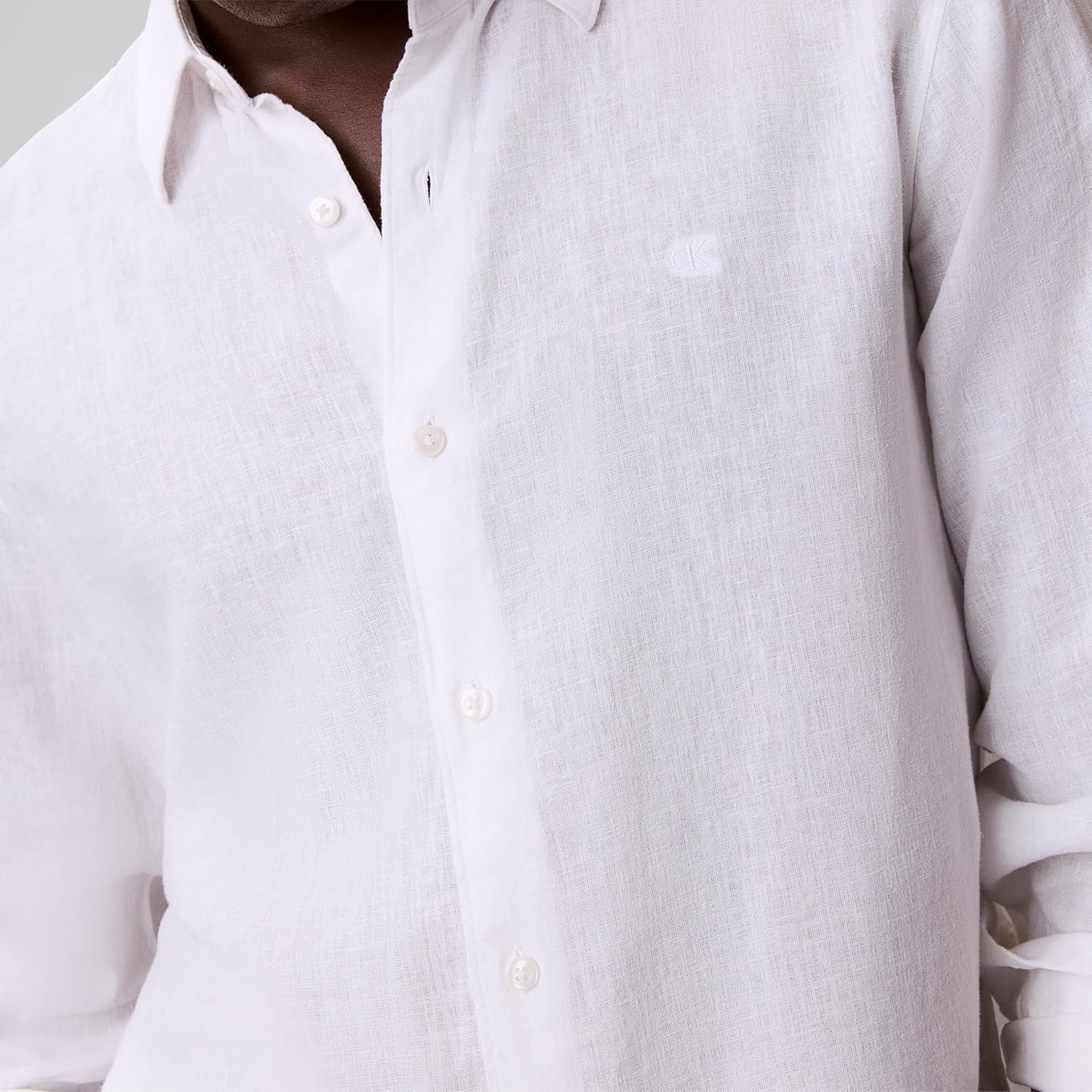 image:imageCalvin Klein Mens Long Sleeve Linen Classic ShirtBrilliant White