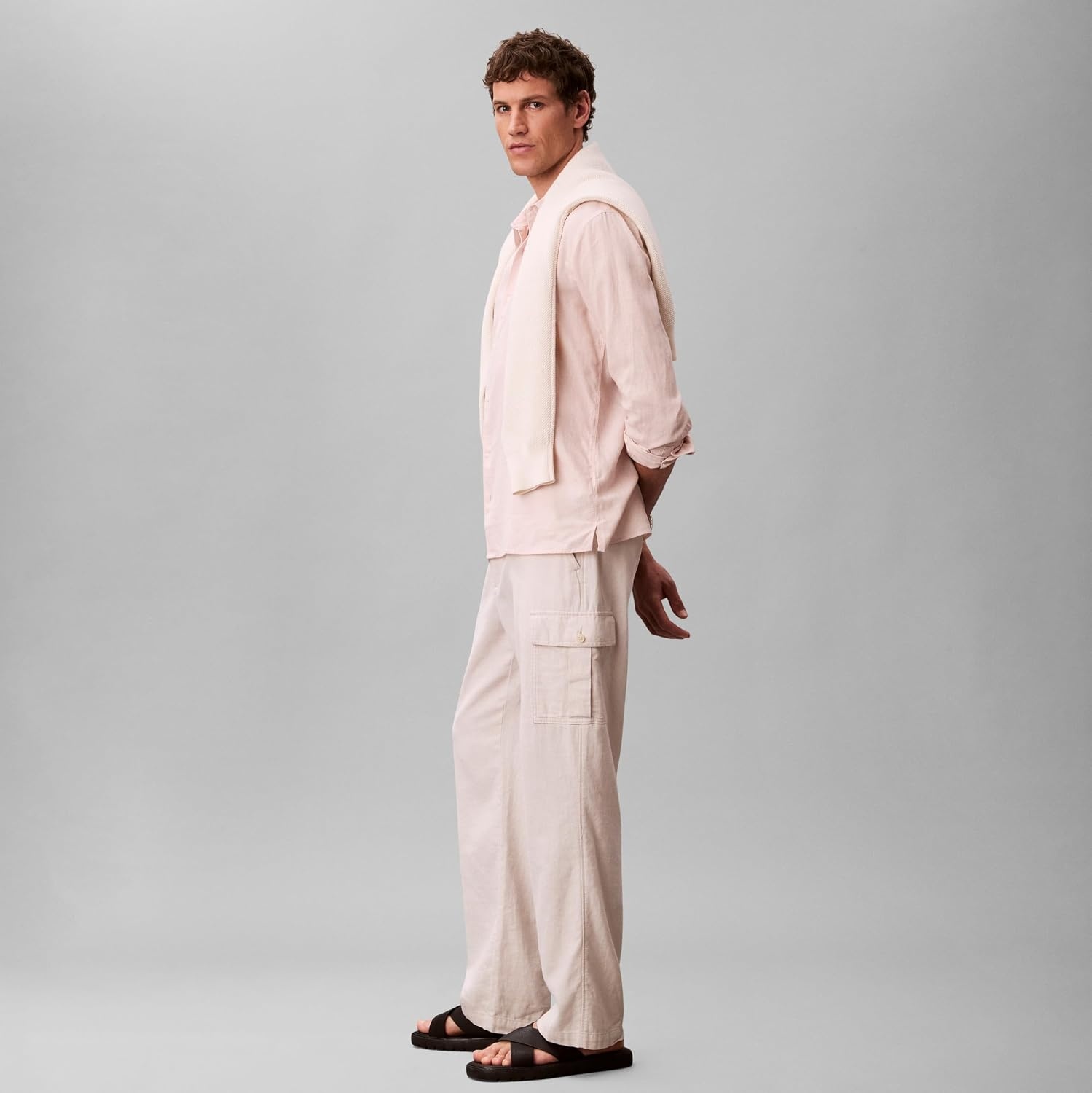 image:imageCalvin Klein Mens Long Sleeve Linen Classic ShirtPrairie Peach