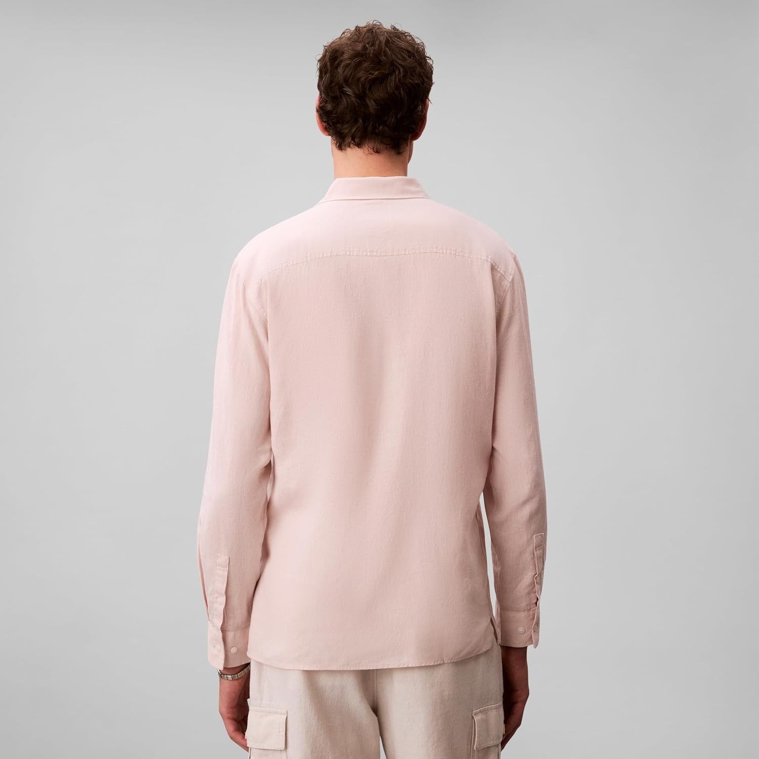 image:imageCalvin Klein Mens Long Sleeve Linen Classic ShirtPrairie Peach