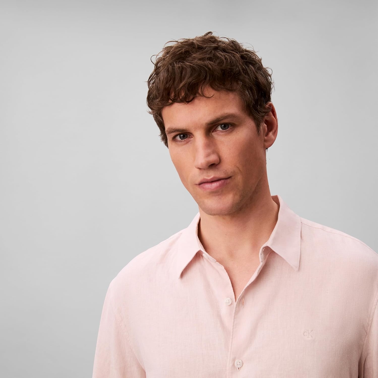 image:imageCalvin Klein Mens Long Sleeve Linen Classic ShirtPrairie Peach