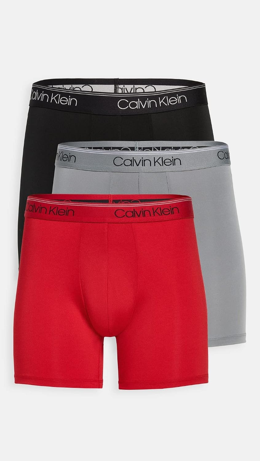 image:imageCalvin Klein Mens Micro Stretch 3pack Boxer BriefBlack Red Convoy