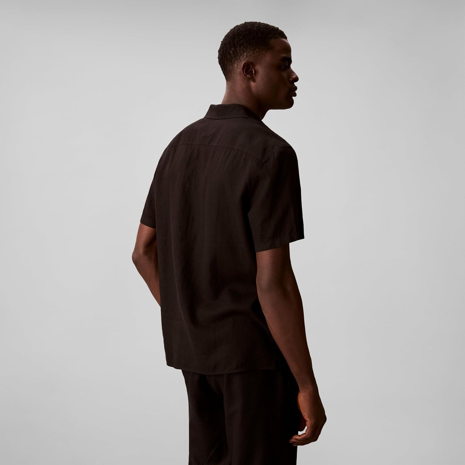 image:imageCalvin Klein Mens Short Sleeve Linen Classic ShirtBlack