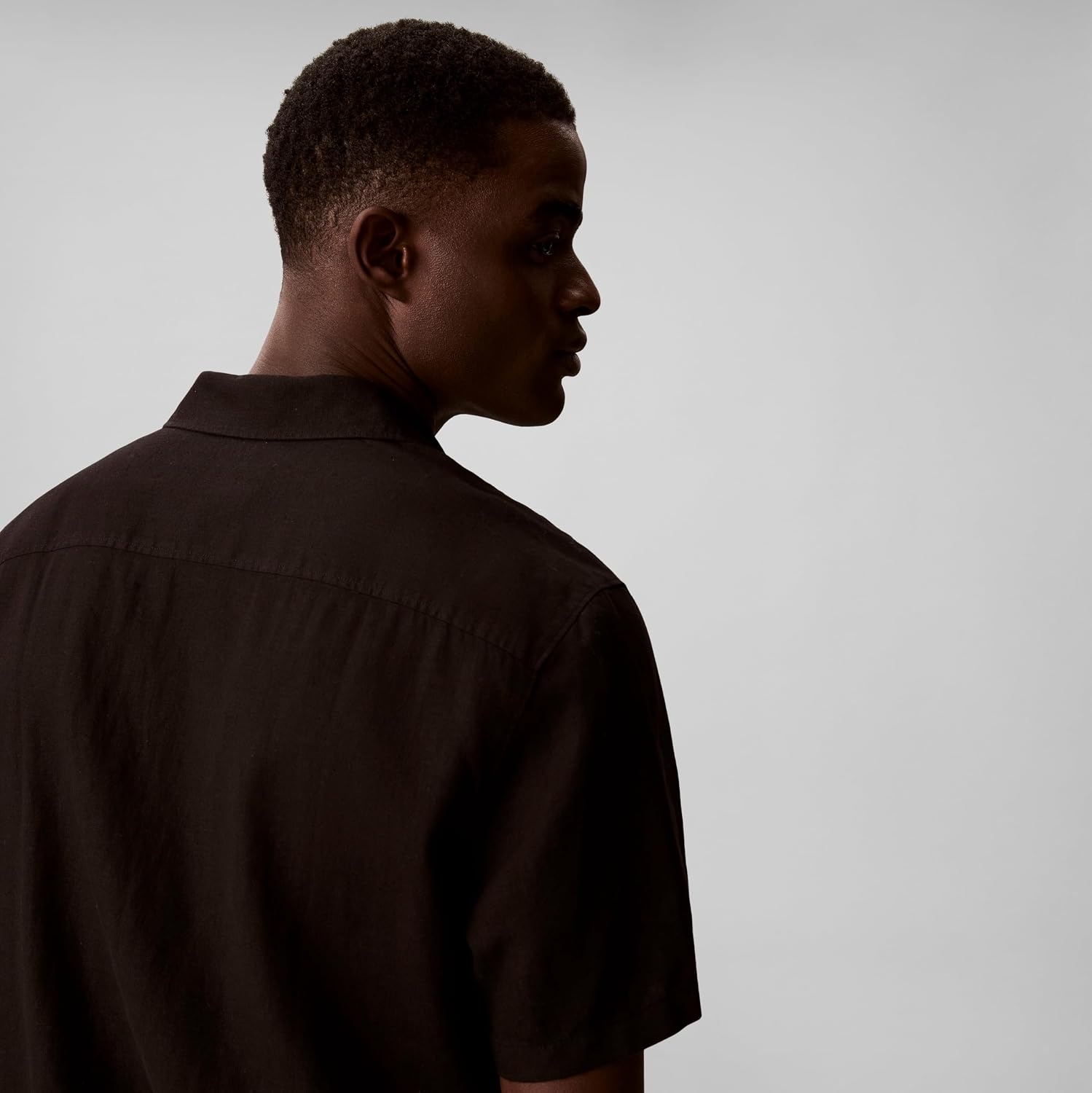 image:imageCalvin Klein Mens Short Sleeve Linen Classic ShirtBlack