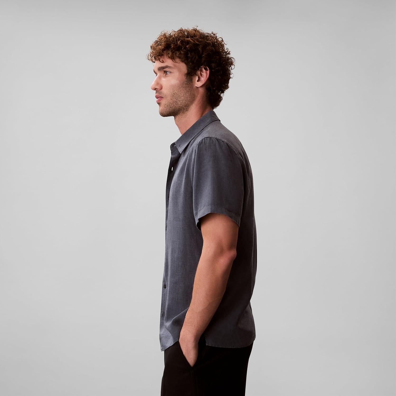 image:imageCalvin Klein Mens Short Sleeve Linen Classic ShirtTurbulence