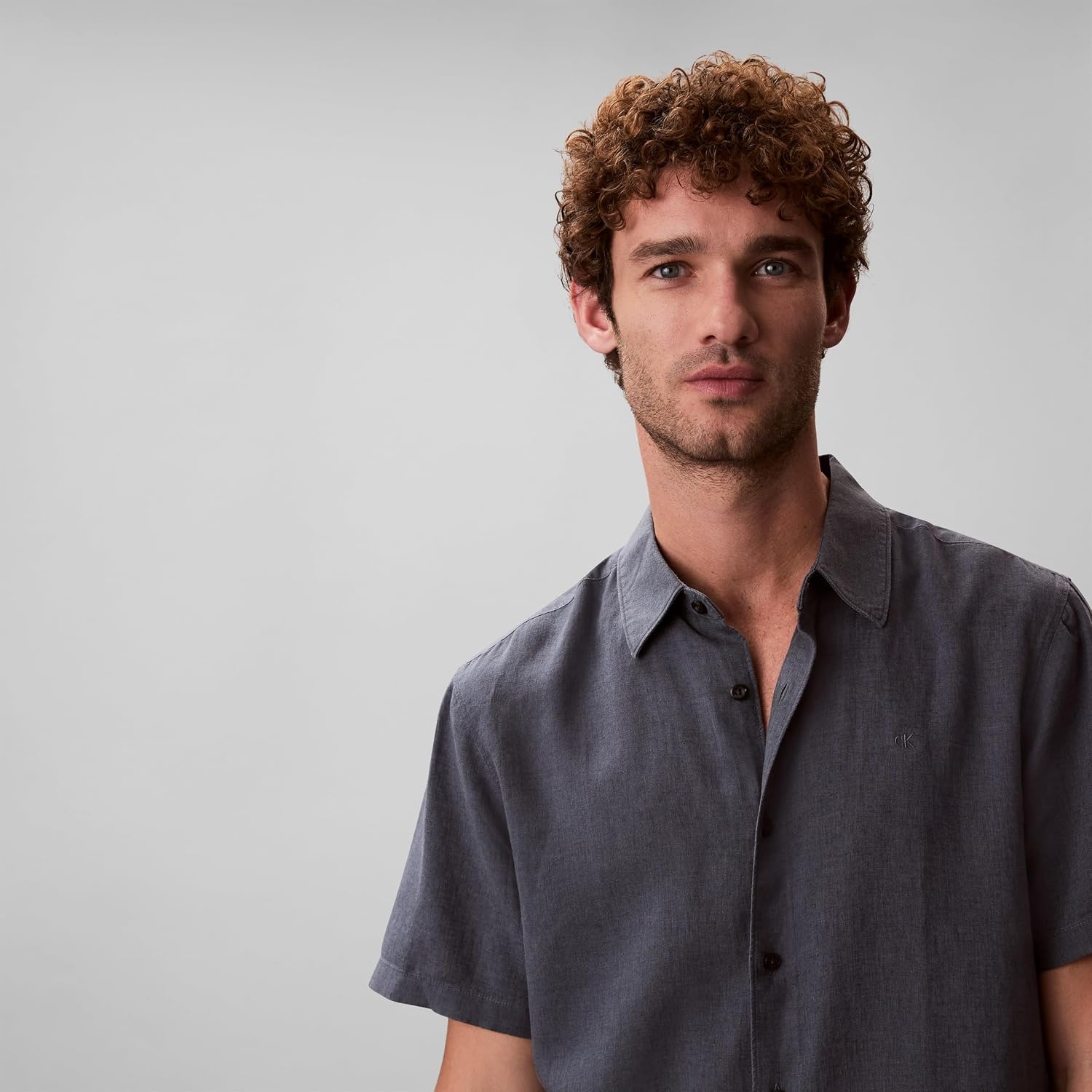 image:imageCalvin Klein Mens Short Sleeve Linen Classic ShirtTurbulence