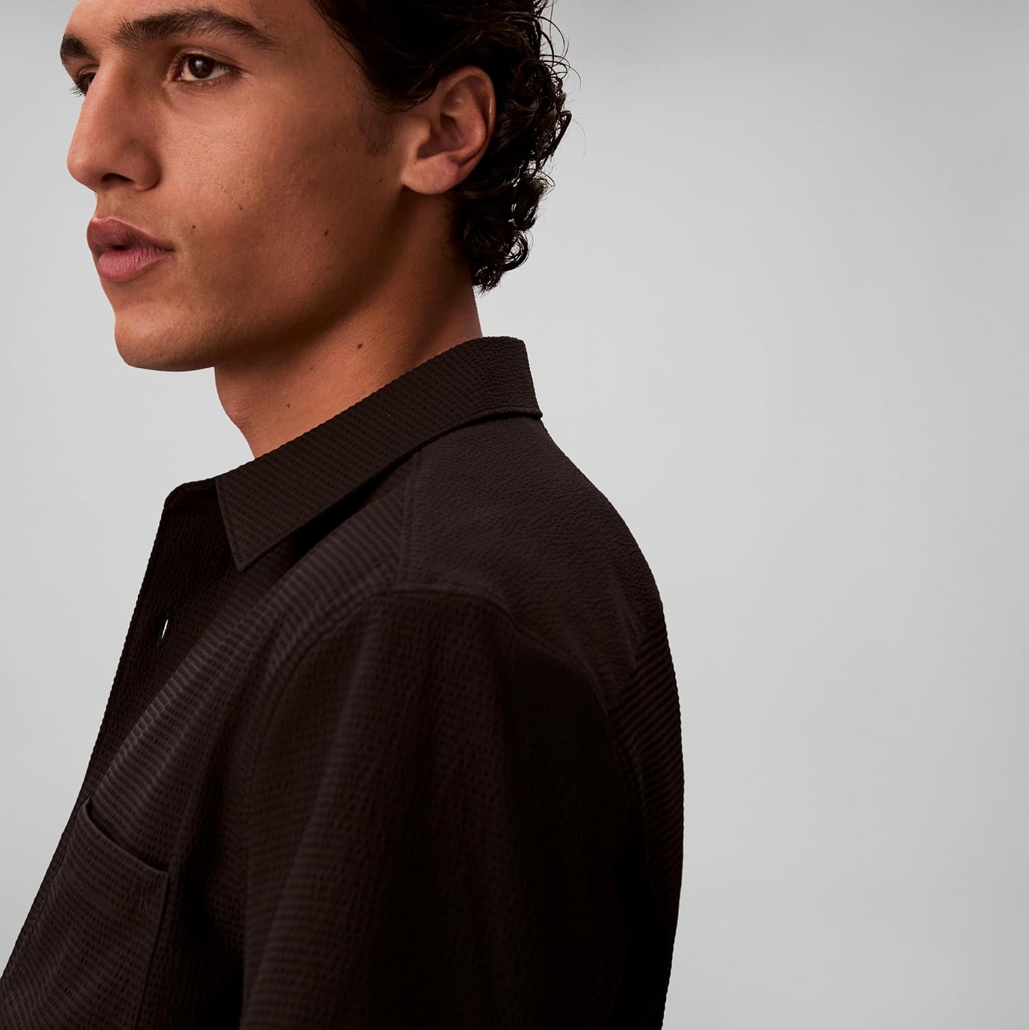 image:imageCalvin Klein Mens Short Sleeve Solid Seersucker Classic ShirtBlack