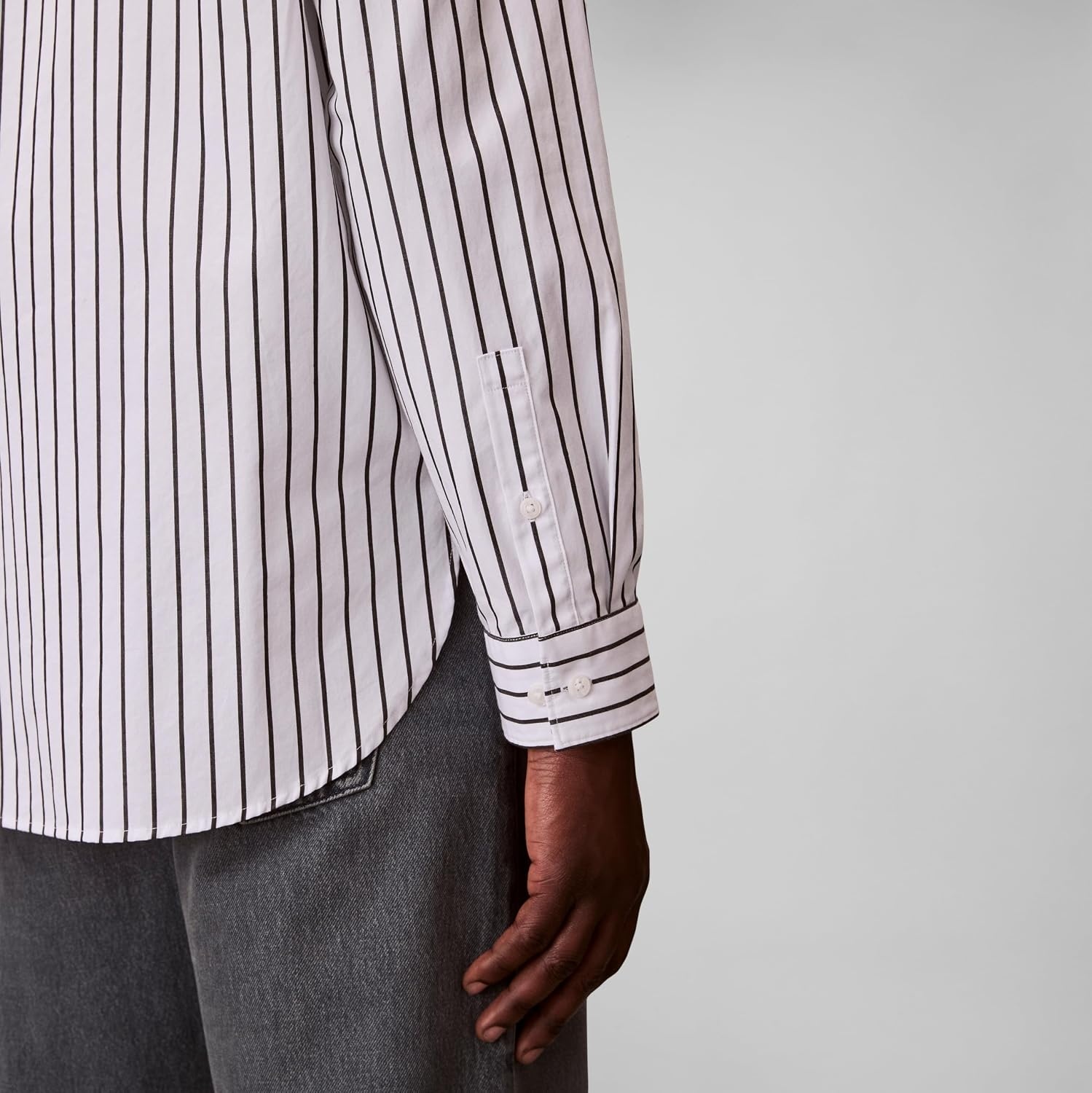 image:imageCalvin Klein Mens Stripe Poplin Relaxed ButtonDown ShirtBrilliant White