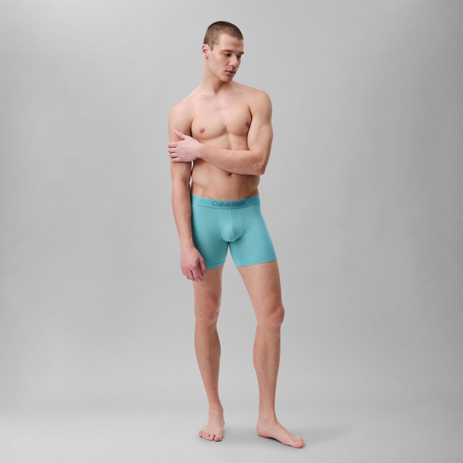 image:imageCalvin Klein Mens Ultra Soft Modern Modal 3pack Boxer BriefGrey Heather Chalk Saltwater Aqua