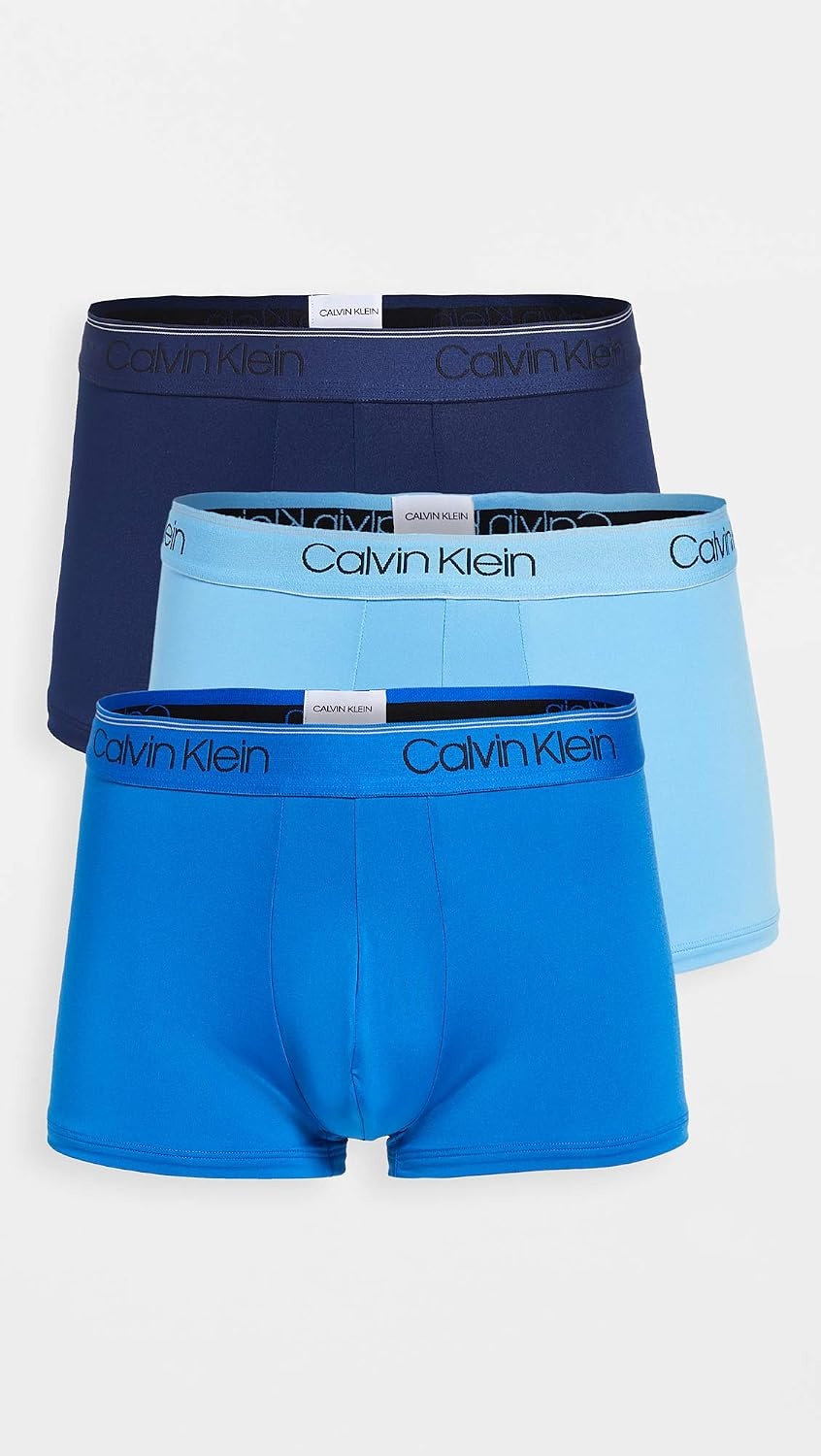 image:imageCalvin Klein Mens Underwear Microfiber Stretch 3 Pack Trunk1 New Navy 1 Artesian Blue 1 Blue Paradise