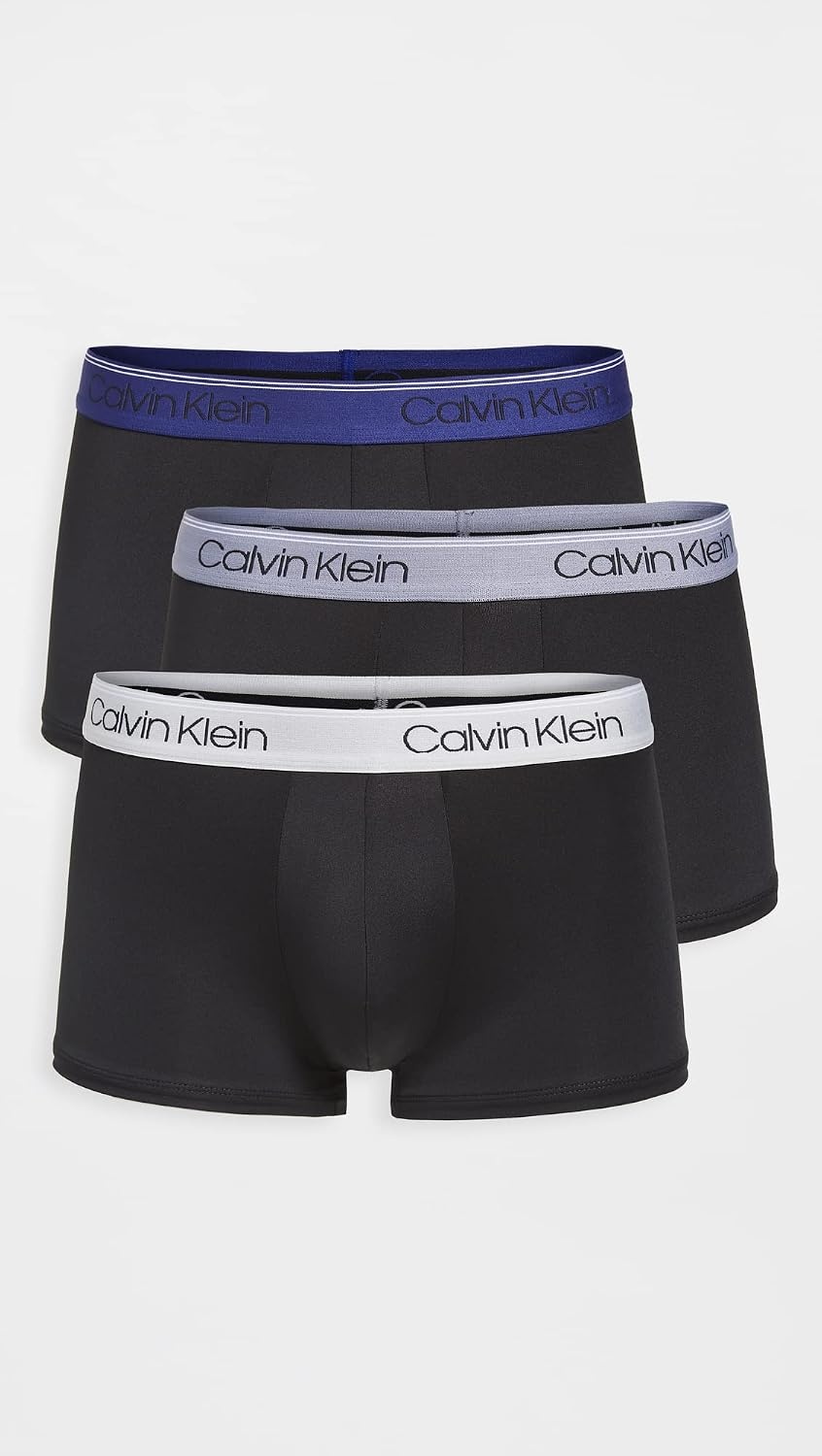 image:imageCalvin Klein Mens Underwear Microfiber Stretch 3 Pack TrunkBlack Bodies WBayou Blue Antique Grey Durango Blue