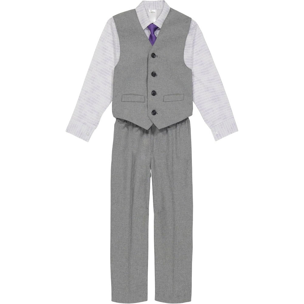 image:imageCalvin Klein Boys 4piece Formal Suit Set Includes Dress Shirt with Bow Tie Suit Vest amp Dress PantsSterling