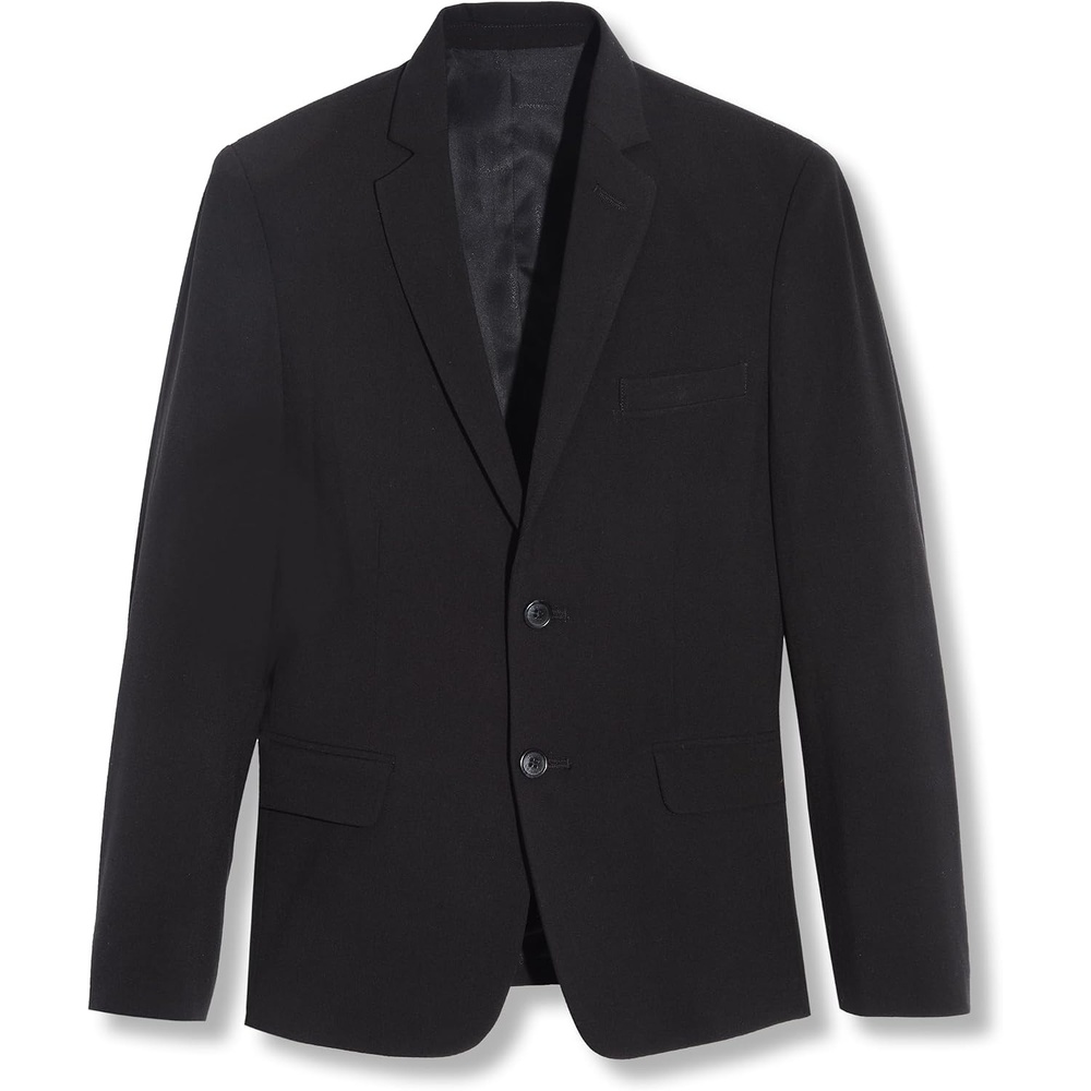 image:imageCalvin Klein Boys BiStretch Blazer Suit Jacket 2Button Single Breasted Closure Buttoned Cuffs amp Front Flap PocketsBlack Infinite