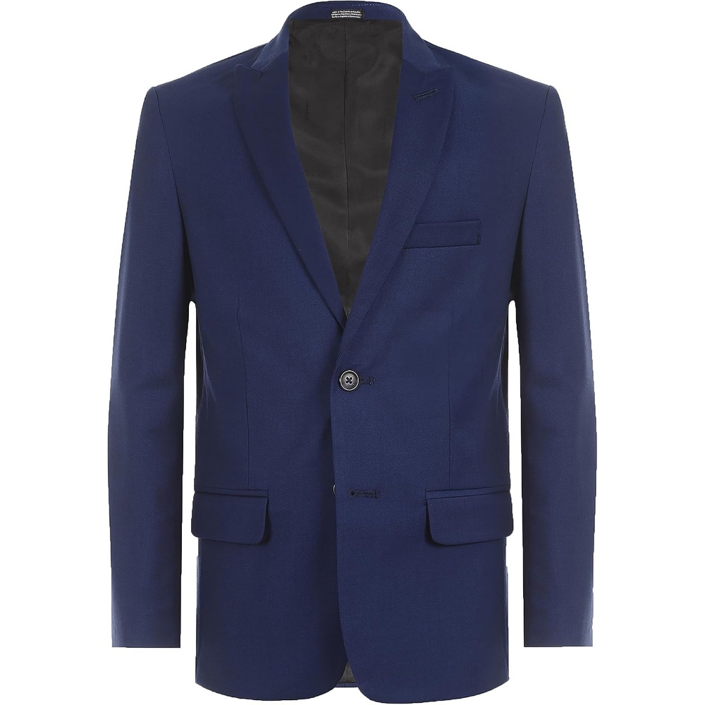image:imageCalvin Klein Boys BiStretch Blazer Suit Jacket 2Button Single Breasted Closure Buttoned Cuffs amp Front Flap PocketsBright Blue