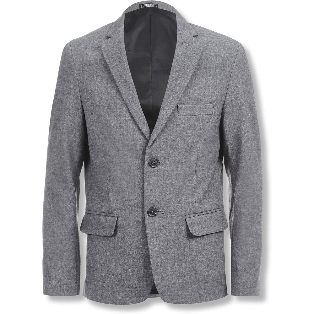 image:imageCalvin Klein Boys BiStretch Blazer Suit Jacket 2Button Single Breasted Closure Buttoned Cuffs amp Front Flap PocketsGrey Heather