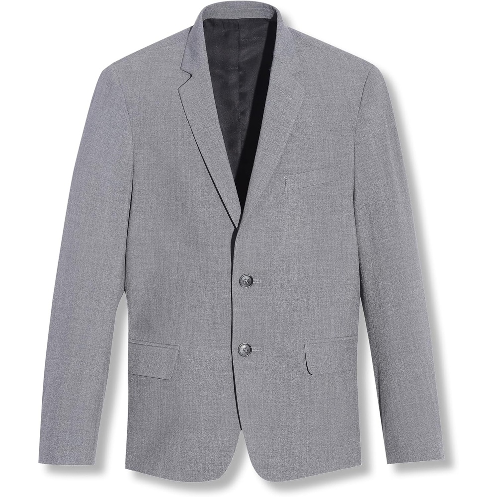 image:imageCalvin Klein Boys BiStretch Blazer Suit Jacket 2Button Single Breasted Closure Buttoned Cuffs amp Front Flap PocketsGrey Infinite