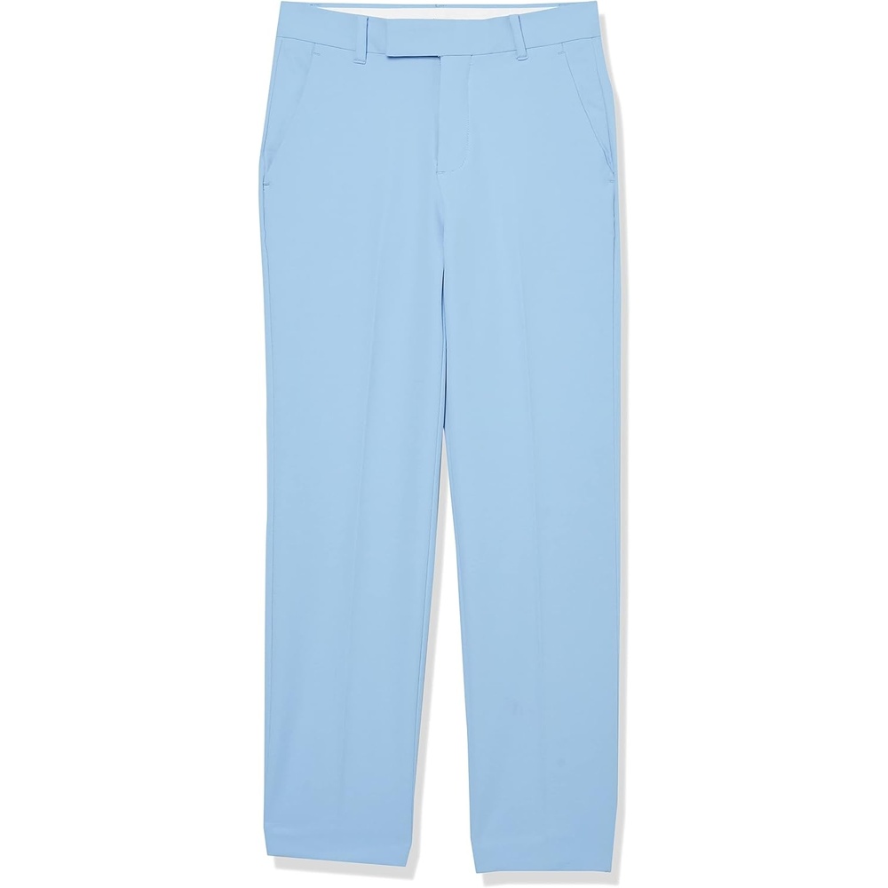 image:imageCalvin Klein Boys FlatFront Suit Dress Pant Straight Leg Fit amp Hemmed Bottom Belt Loops amp Functional Front PocketsBel Air Blue Performance