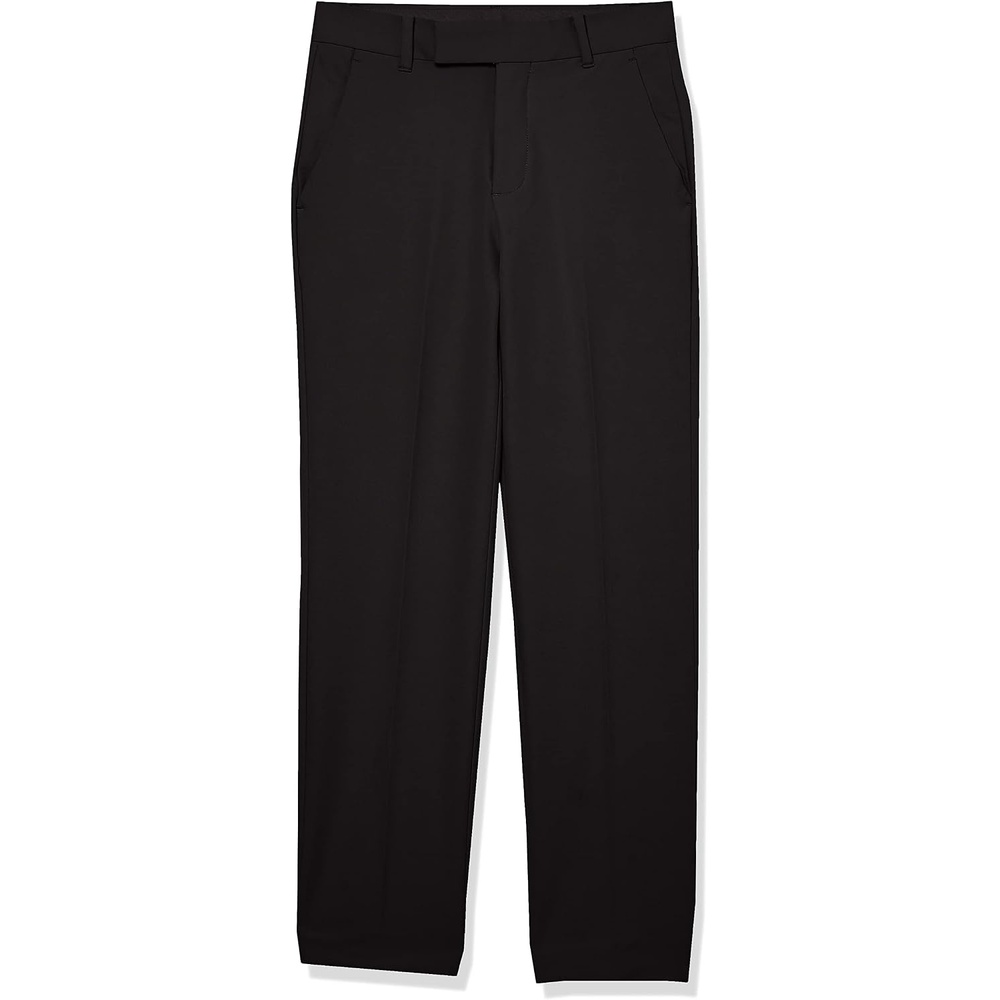 image:imageCalvin Klein Boys FlatFront Suit Dress Pant Straight Leg Fit amp Hemmed Bottom Belt Loops amp Functional Front PocketsBlack Performance