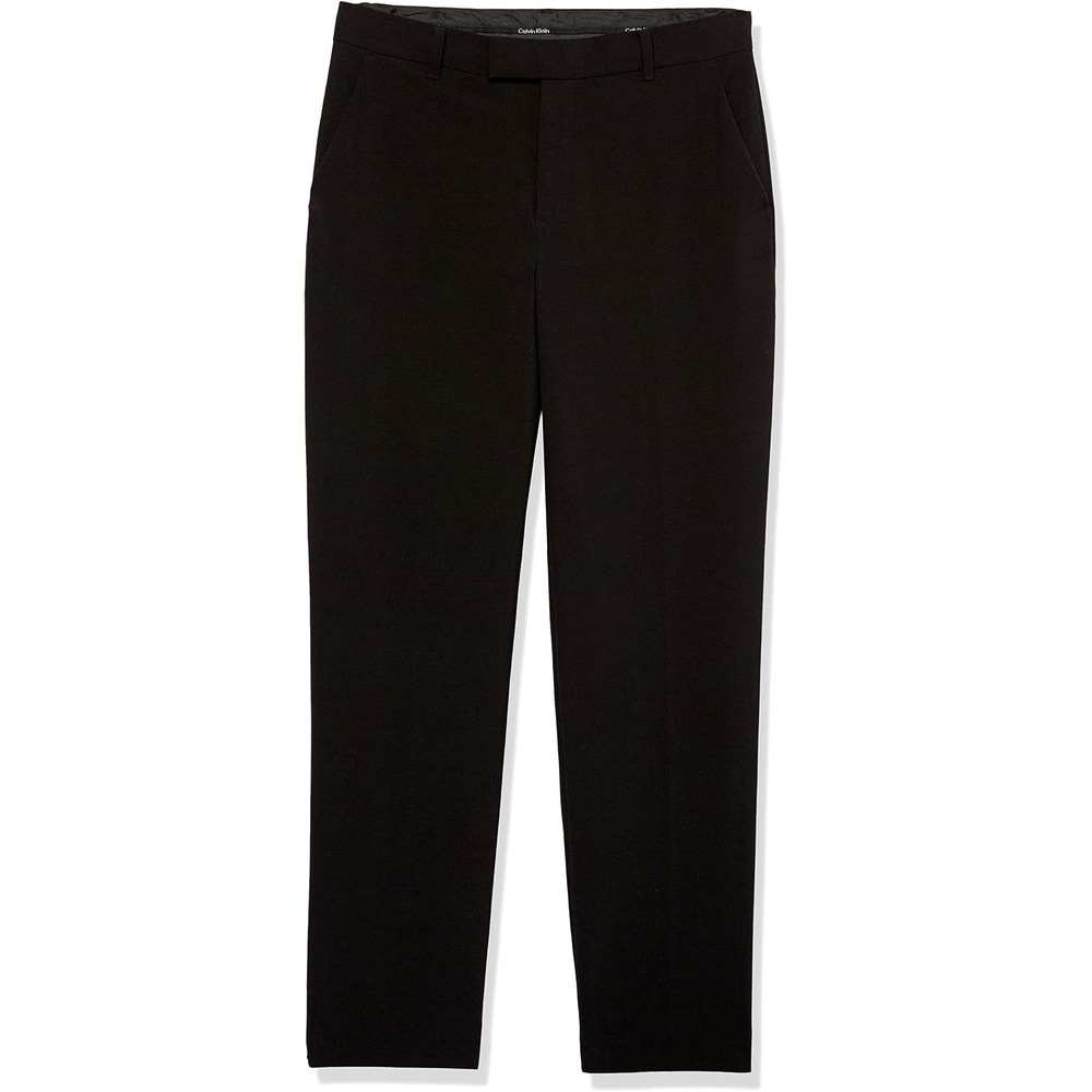 image:imageCalvin Klein Boys FlatFront Suit Dress Pant Straight Leg Fit amp Hemmed Bottom Belt Loops amp Functional Front PocketsSatin Black