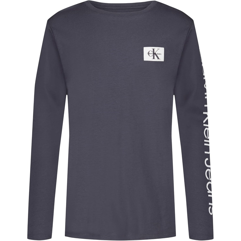 image:imageCalvin Klein Boys Long Sleeve Crew Neck TShirt Soft Comfortable Relaxed FitClean Sleeve Hemisphere