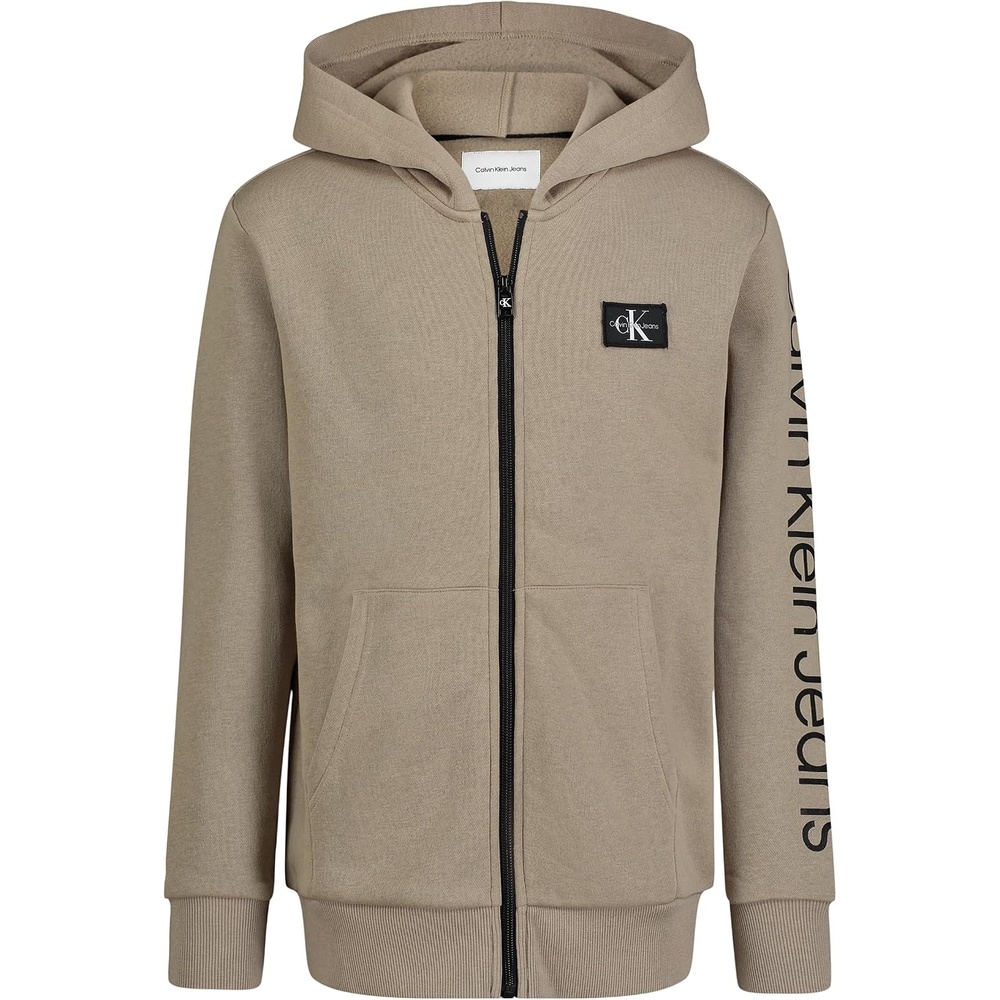 image:imageCalvin Klein Boys Long Sleeve Full Zip Fleece HoodieGreige Sleevehit
