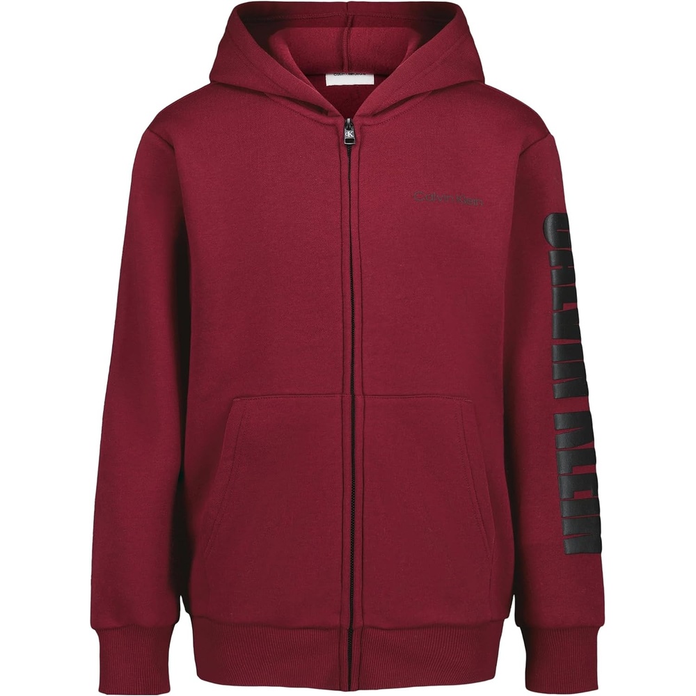 image:imageCalvin Klein Boys Long Sleeve Full Zip Fleece HoodieImpact Cabernet