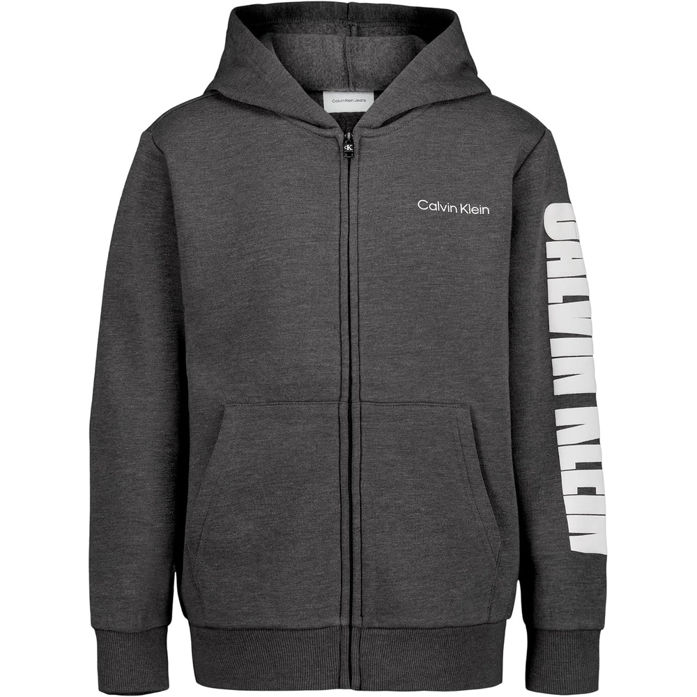image:imageCalvin Klein Boys Long Sleeve Full Zip Fleece HoodieImpact Charcoal Heather