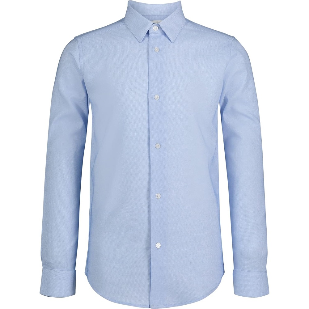 image:imageCalvin Klein Boys Long Sleeve Patterned Dress Shirt ButtonDown Style with Cuffs amp Shirttail HemBlue Day