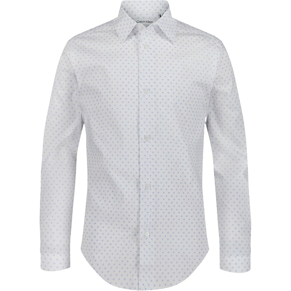 image:imageCalvin Klein Boys Long Sleeve Patterned Dress Shirt ButtonDown Style with Cuffs amp Shirttail HemLight Blue Dot