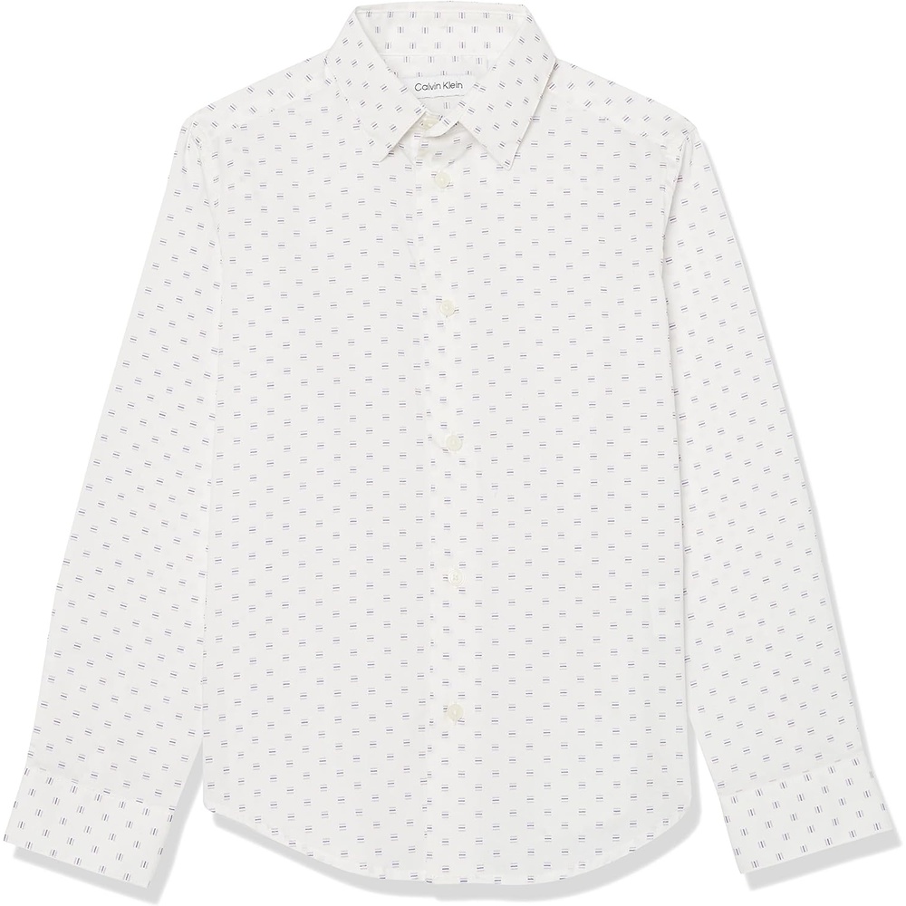 image:imageCalvin Klein Boys Long Sleeve Patterned Dress Shirt ButtonDown Style with Cuffs amp Shirttail HemPrism