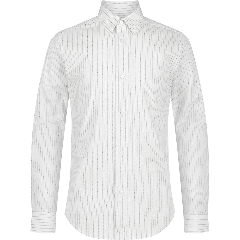 image:imageCalvin Klein Boys Long Sleeve Patterned Dress Shirt ButtonDown Style with Cuffs amp Shirttail HemWhite Dobby Stripe