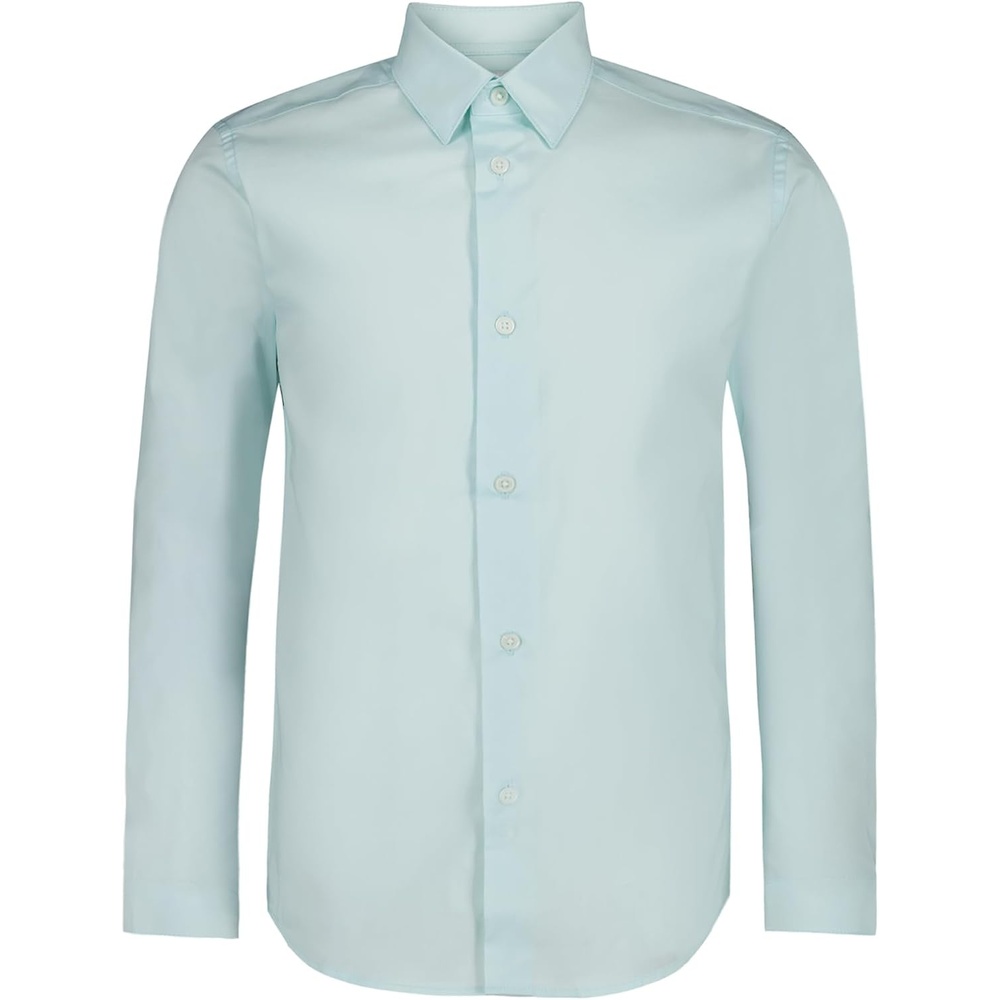image:imageCalvin Klein Boys Long Sleeve Slim Fit Dress Shirt ButtonDown Style with Cuffs amp Shirttail HemAqua