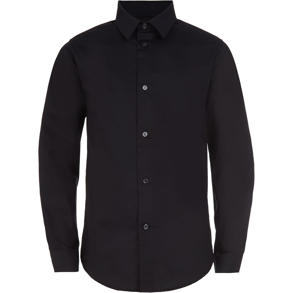 image:imageCalvin Klein Boys Long Sleeve Slim Fit Dress Shirt ButtonDown Style with Cuffs amp Shirttail HemBlack