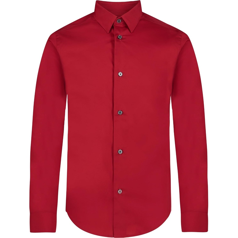 image:imageCalvin Klein Boys Long Sleeve Slim Fit Dress Shirt ButtonDown Style with Cuffs amp Shirttail HemRed