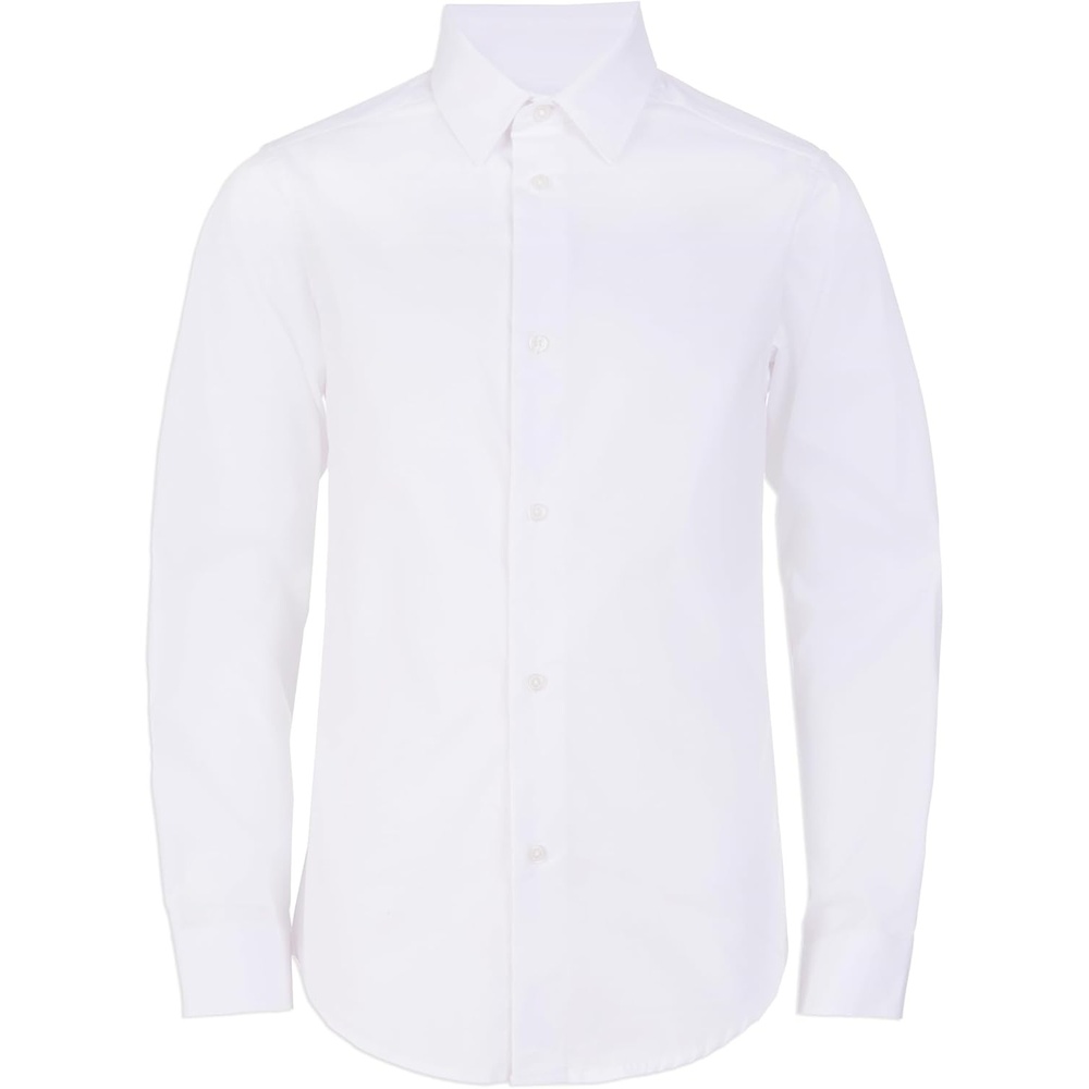 image:imageCalvin Klein Boys Long Sleeve Slim Fit Dress Shirt ButtonDown Style with Cuffs amp Shirttail HemWhite