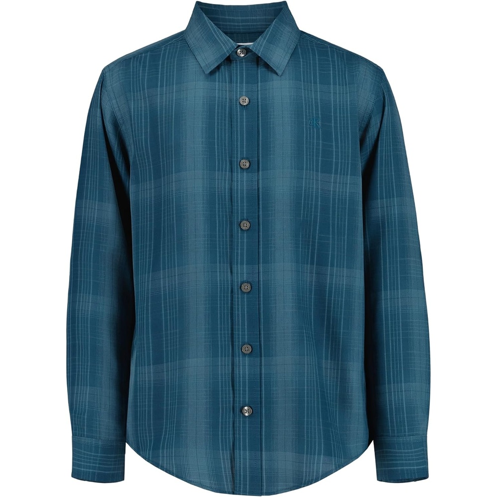 image:imageCalvin Klein Boys Long Sleeve Woven ButtonDown ShirtMajolica Multi Plaid