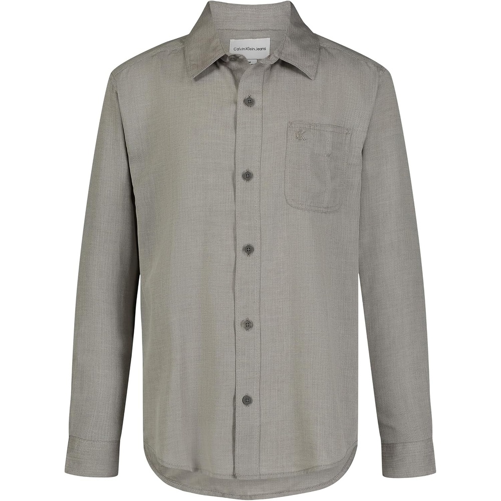 image:imageCalvin Klein Boys Long Sleeve Woven ButtonDown ShirtMulch Herringbone