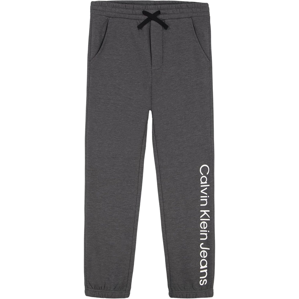 image:imageCalvin Klein Boys Pullon Legacy Fleece Jogger Sweatpants Drawstring ClosureCkj Charcoal Heather