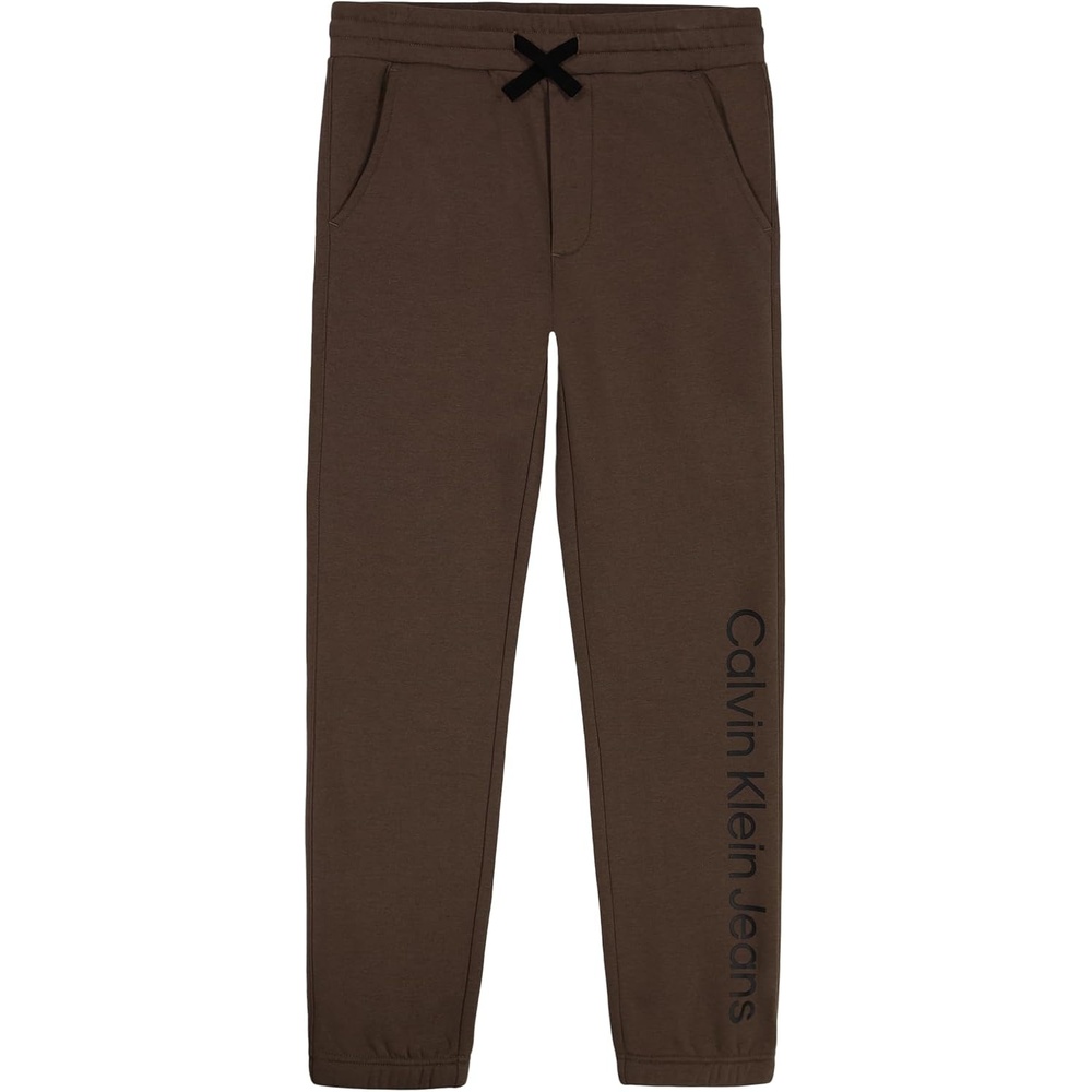 image:imageCalvin Klein Boys Pullon Legacy Fleece Jogger Sweatpants Drawstring ClosureCkj Coffee Quartz