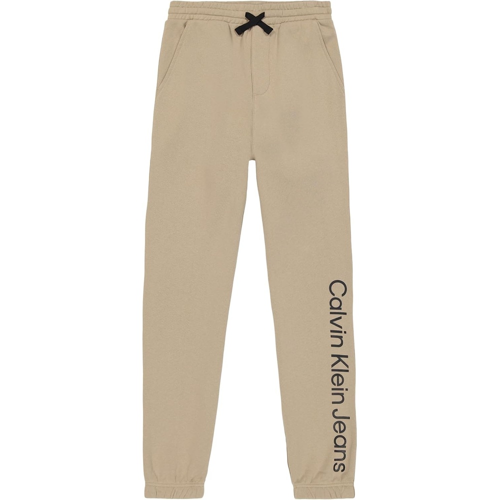 image:imageCalvin Klein Boys Pullon Legacy Fleece Jogger Sweatpants Drawstring ClosureCkj Greige