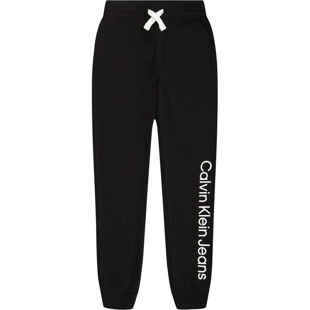 image:imageCalvin Klein Boys Pullon Legacy Fleece Jogger Sweatpants Drawstring ClosureVertical Logo Black Fc17
