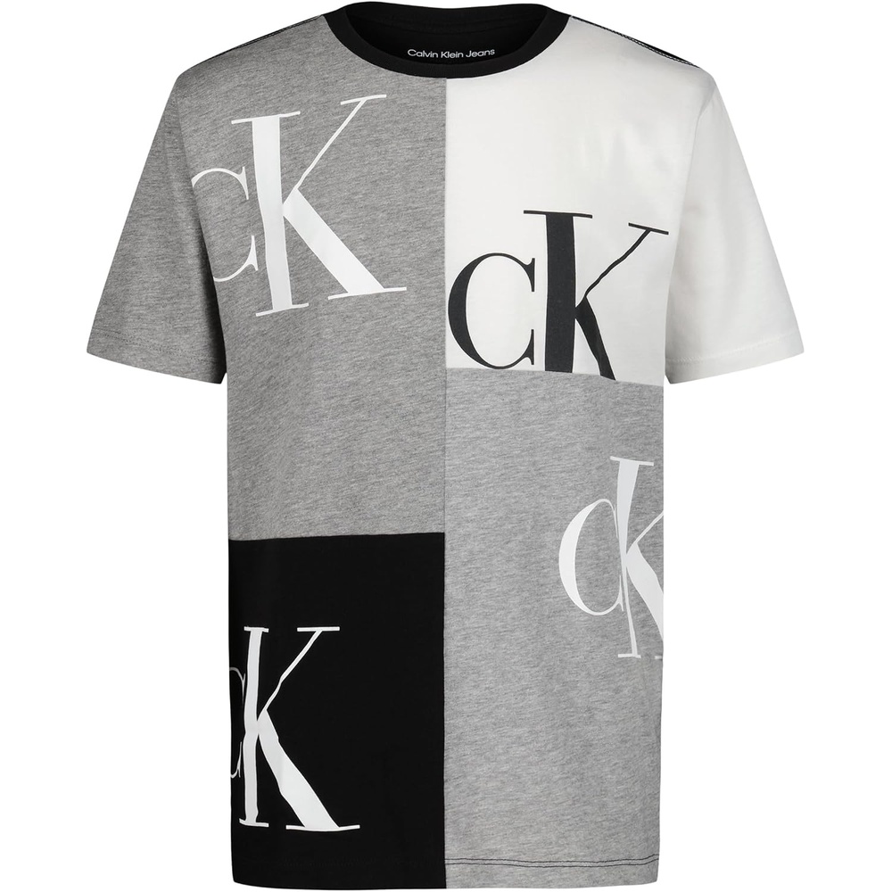 image:imageCalvin Klein Boys Short Sleeve Fashion Print Crew Neck TShirt Comfortable Relaxed FitBlock Party Black