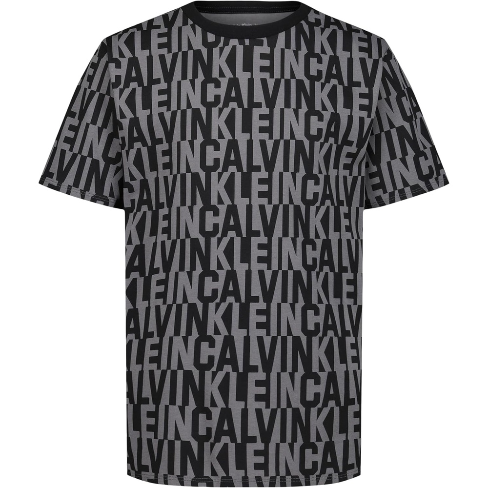 image:imageCalvin Klein Boys Short Sleeve Fashion Print Crew Neck TShirt Comfortable Relaxed FitImpact Aop Black