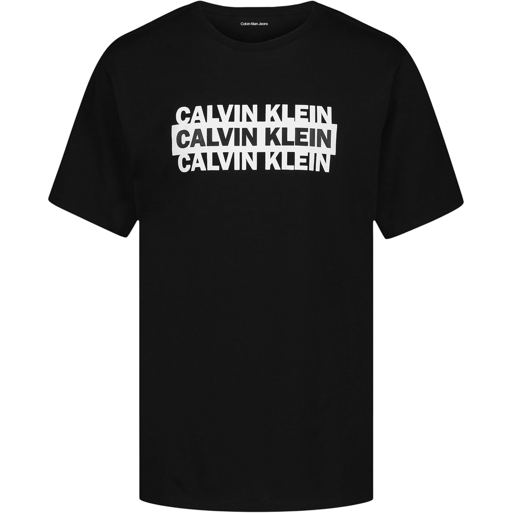 image:imageCalvin Klein Boys Short Sleeve Graphic Crew Neck TShirt Comfortable Relaxed FitBar Middle Black