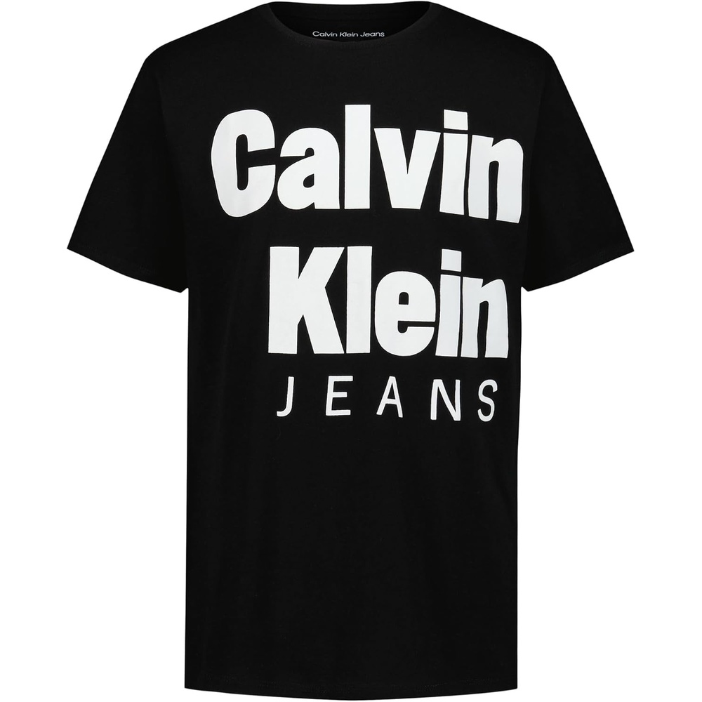 image:imageCalvin Klein Boys Short Sleeve Graphic Crew Neck TShirt Comfortable Relaxed FitDope Flat Black