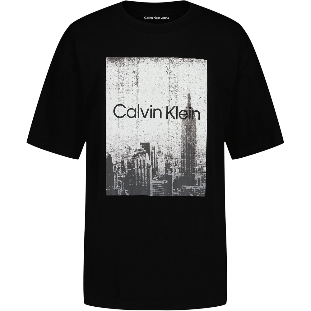 image:imageCalvin Klein Boys Short Sleeve Graphic Crew Neck TShirt Comfortable Relaxed FitEmpire State Black