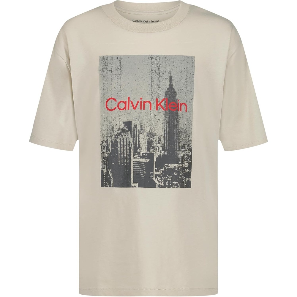 image:imageCalvin Klein Boys Short Sleeve Graphic Crew Neck TShirt Comfortable Relaxed FitEmpire State Peyote