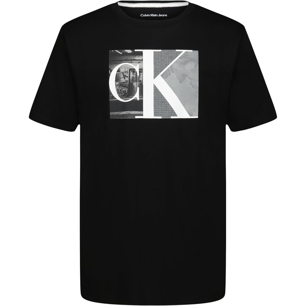 image:imageCalvin Klein Boys Short Sleeve Graphic Crew Neck TShirt Comfortable Relaxed FitSubway Black