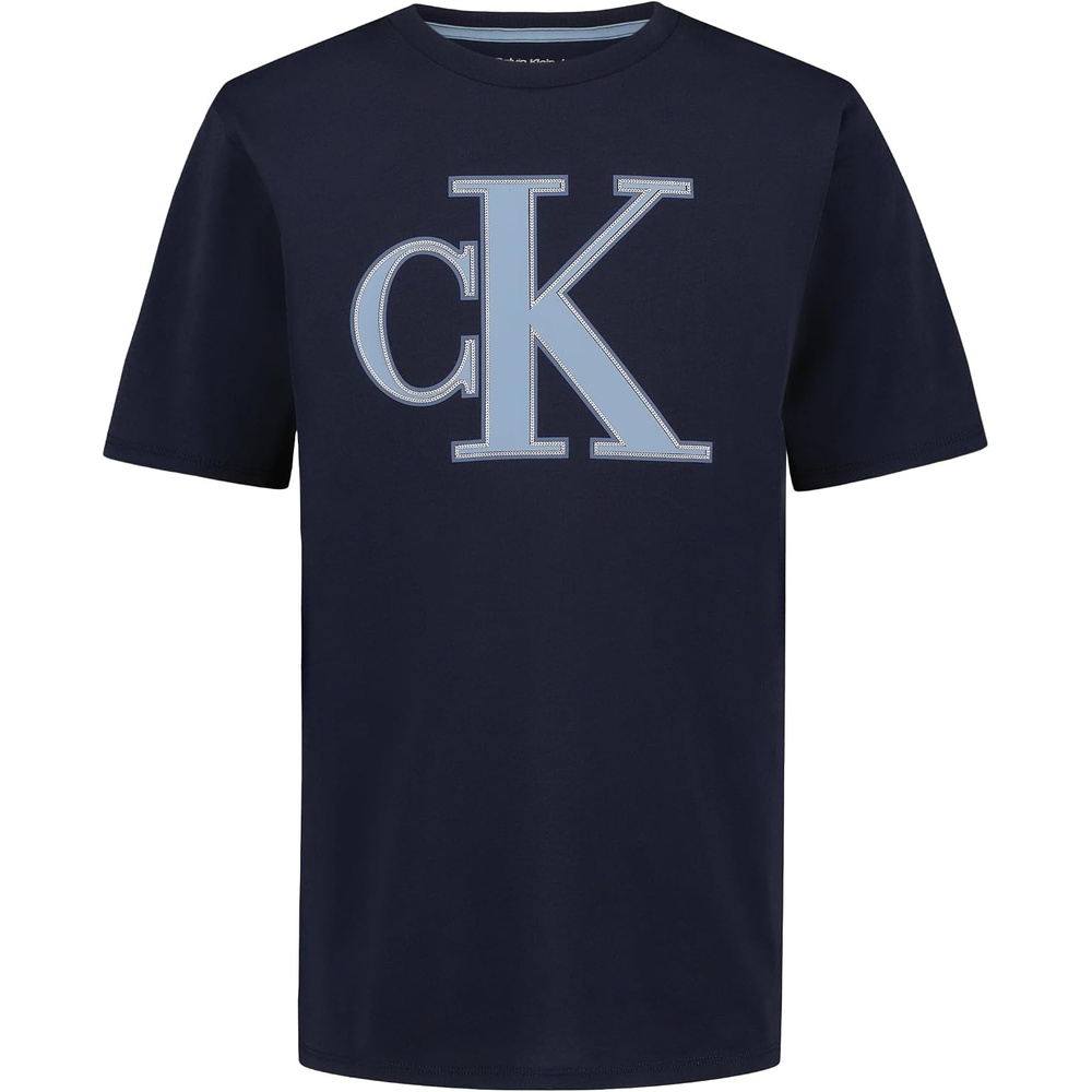 image:imageCalvin Klein Boys Short Sleeve Logo Crew Neck TShirt Soft Comfortable Relaxed FitChainstitch Dark Sapphire